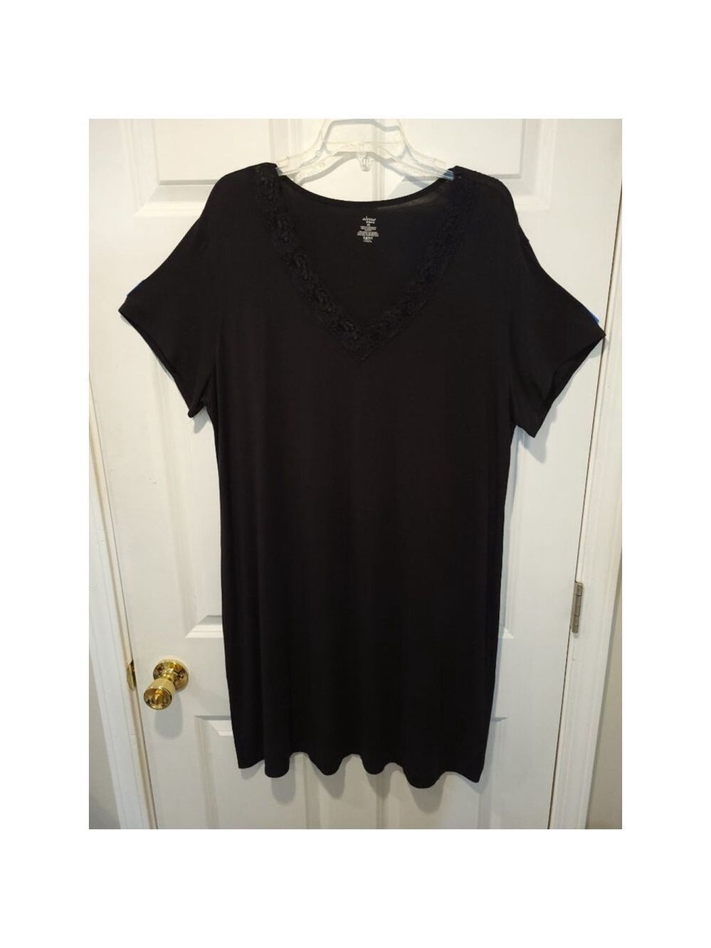 Adonna Black Lace V-Neck Nightgown 2X - Picture 3 of 9